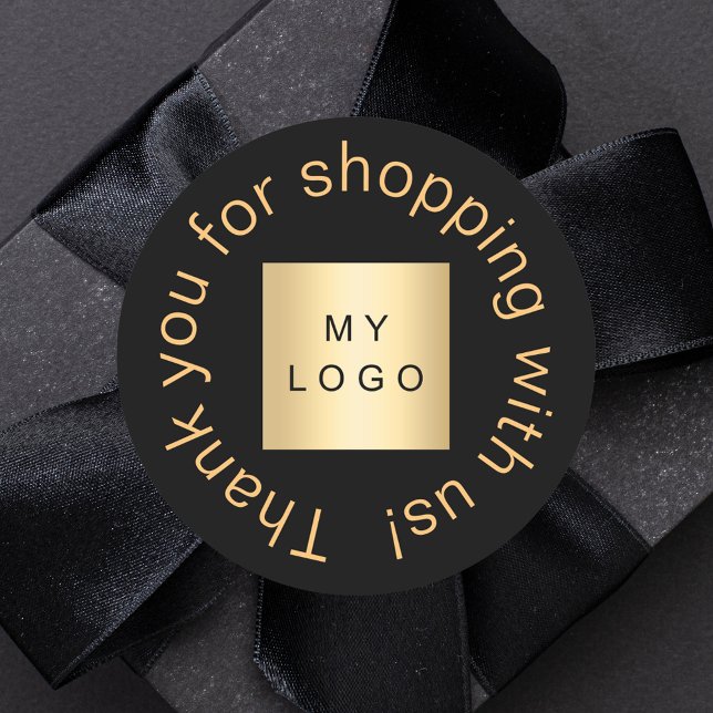 Adesivo Redondo Logotipo da empresa obrigado ouro preto (Criador carregado)