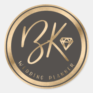 Adesivo Redondo Logotipo da empresa personalizada Faux Gold Foil D