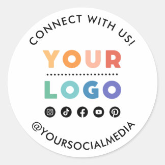 Adesivo Redondo Logotipo da empresa personalizado Mídia social Emp