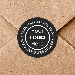 Adesivo Redondo Logotipo da Empresa Personalizado Preto Obrigado