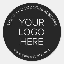 Adesivo Redondo Logotipo da empresa preto Obrigado