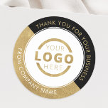 Adesivo Redondo Logotipo da empresa profissional Dourado Obrigado<br><div class="desc">Crie o seu obrigado comercial personalizado de promocional redondo com o logotipo da sua própria empresa. Os adesivos personalizados com o logotipo da sua empresa fazem uma maneira profissional de expressar seus obrigados aos seus clientes, clientes, funcionarios e associados. Ajuste a personalização da marca para o próximo nível selecionando uma...</div>