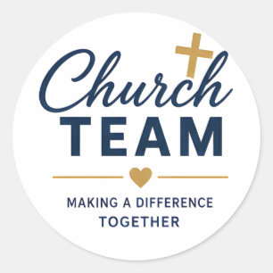 Adesivo Redondo Logotipo da Equipe da Igreja para Membros da Equip