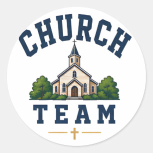 Adesivo Redondo Logotipo da Equipe da Igreja para Vestuário de Vol