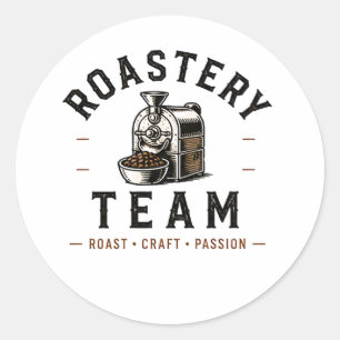 Adesivo Redondo ☕ Logotipo da Equipe da Torrefação de Café ☕