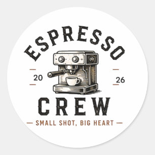 Adesivo Redondo ☕ Logotipo da Equipe de Café Espresso Crew ☕