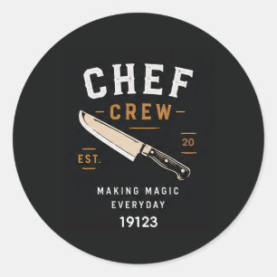 Adesivo Redondo 🔪 Logotipo da Equipe de Chefes da Cozinha do Rest