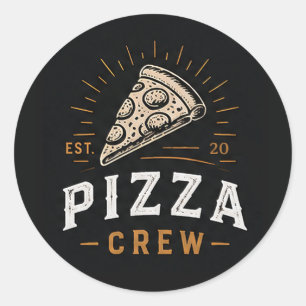 Adesivo Redondo 🍕 Logotipo da Equipe de Pizza da Pizzaria Italian