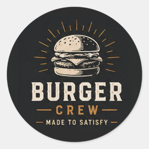 Adesivo Redondo 🍔 Logotipo da Equipe de Restaurante Fast Food Bur