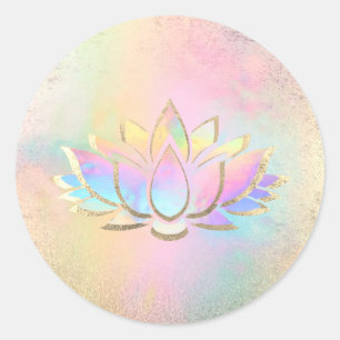 Adesivo Redondo logótipo da flor pastel lotus
