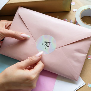 Adesivo Redondo Logotipo da marca do arco-íris holográfico clás