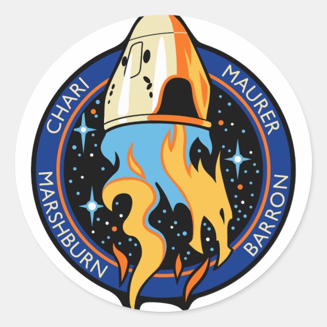 Adesivo Redondo Logotipo da NASA SpaceX Crew 3 (Frente)