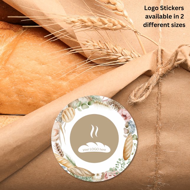 Adesivo Redondo Logotipo da padaria Boho (Bakery Logo Boho Classic Round Sticker)