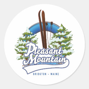 Adesivo Redondo logotipo da Pleasant Mountain Ski Bridgton.
