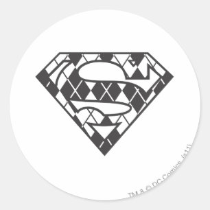 Adesivo Redondo Logotipo da Supergirl Black Argyle
