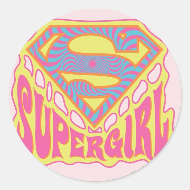 Adesivo Redondo Logotipo da Supergirl Groovy (Frente)
