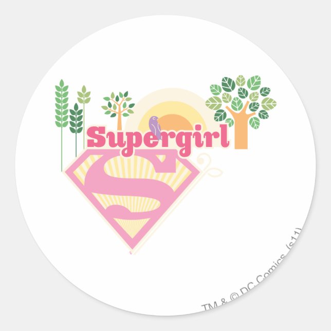 Adesivo Redondo Logotipo da Supergirl Nature (Frente)