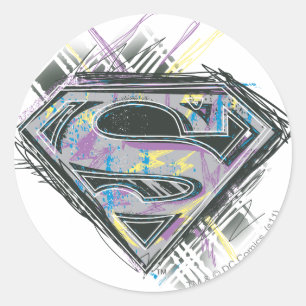 Adesivo Redondo Logotipo da Supergirl Scribbles