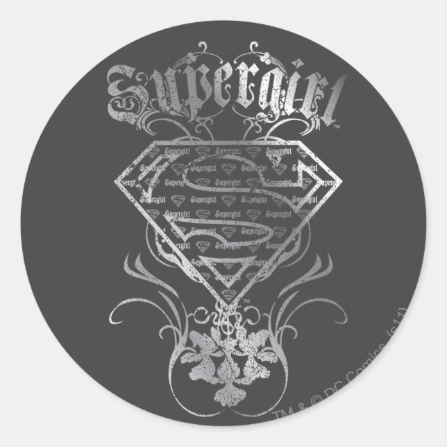 Adesivo Redondo Logotipo da Supergirl Silver (Frente)