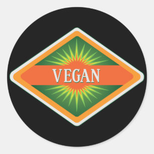 Adesivo Redondo Logotipo das cores do Vegan