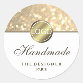 Adesivo Redondo Logotipo das estrelas de brilho do Ouro brilhante 