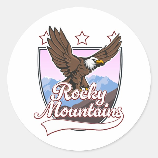 Adesivo Redondo Logotipo das Montanhas Rochosas (Frente)