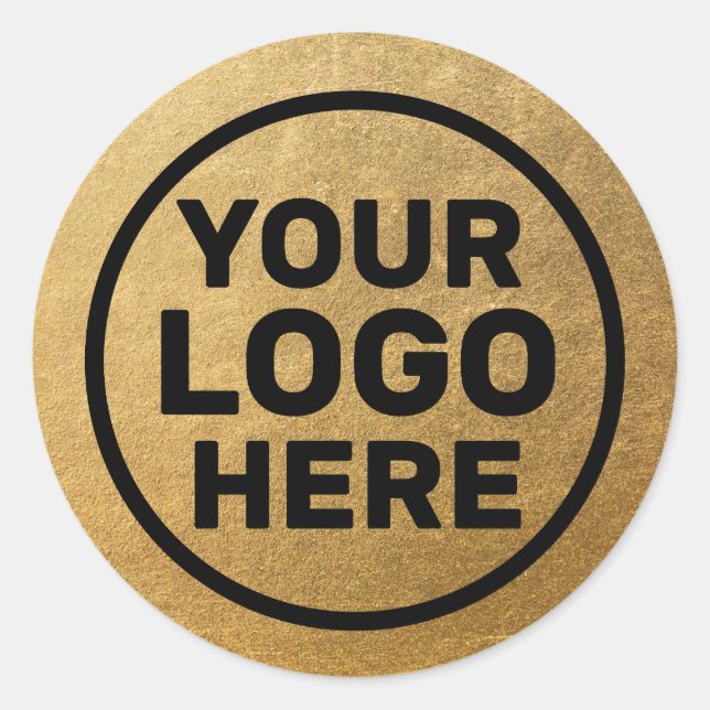 Adesivo Redondo Logotipo de adição Dourado moderno (Frente)