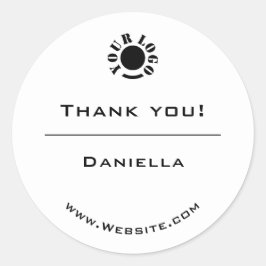 Adesivo Redondo Logotipo de agradecimento Simples a Preto e Branco