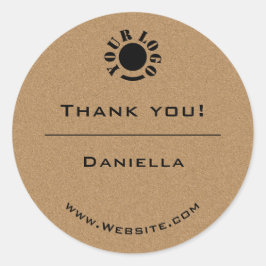 Adesivo Redondo Logotipo de agradecimento Simples da Vintage Kraft