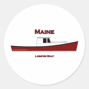 Adesivo Redondo Logotipo de Boat de Lagosta Maine USA