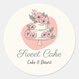 Adesivo Redondo Logotipo de Bolo de Padaria Sweet Cake & Sobremesa