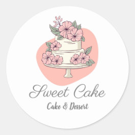 Adesivo Redondo Logotipo de Bolo de Padaria Sweet Cake & Sobremesa