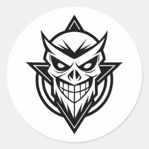Adesivo Redondo Logotipo de cabeça Zombie