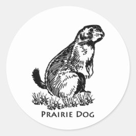 Adesivo Redondo Logotipo de Cachorro da Prairie (line art)
