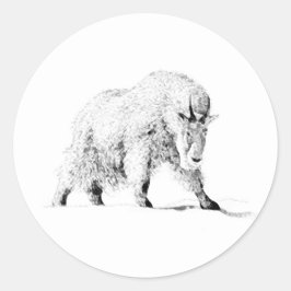 Adesivo Redondo Logotipo de Caprino de Montanha (arte em linha)