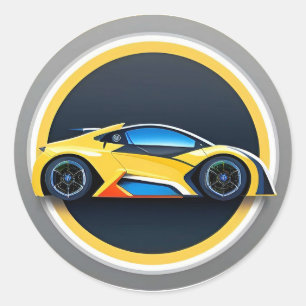 Adesivo Redondo Logotipo de Carro Esportivo em Estilo Circular Mod