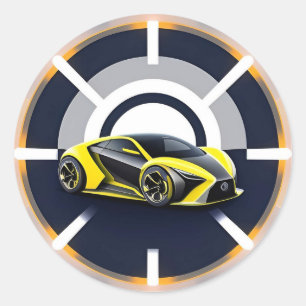 Adesivo Redondo Logotipo de Carro Esportivo em Estilo Circular Mod