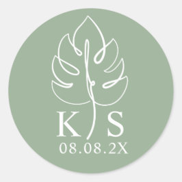 Adesivo Redondo Logotipo de Casamento Monográfico Personalizado