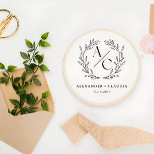 Adesivo Redondo Logotipo de Casamento Personalizado Elegante Bege 