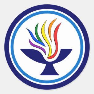 Adesivo Redondo Logotipo de Chalice Flaming TVUUC.
