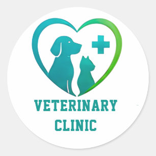 Adesivo Redondo 🐾 Logotipo de Clínica Veterinária para Hospital A