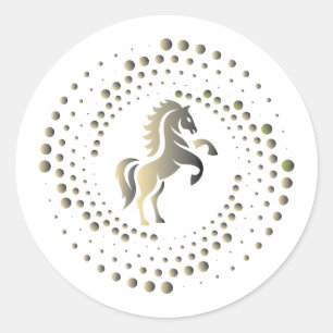 Adesivo Redondo Logotipo de corrida de cavalos em ouro