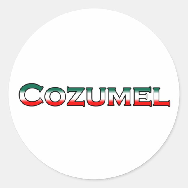 Adesivo Redondo Logotipo de Cozumel (texto) (Frente)