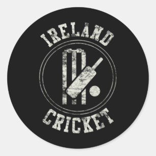 Adesivo Redondo Logotipo de Críquete Vintage Irlanda