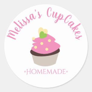 Adesivo Redondo Logotipo de CupCake Batedeira Padaria Caseira Quad