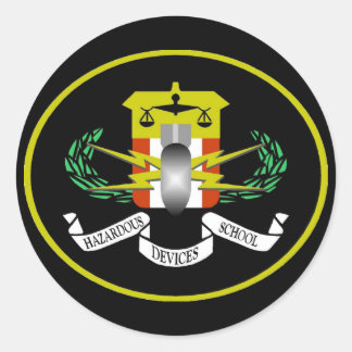 Adesivo Redondo Logotipo de dispositivos perigosos
