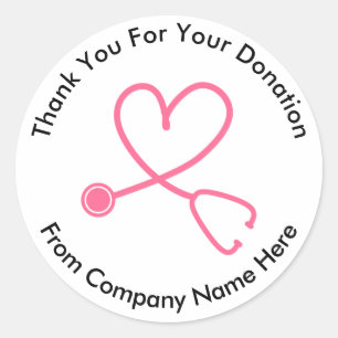 Adesivo Redondo Logotipo de doação de cancer Obrigado Stickers
