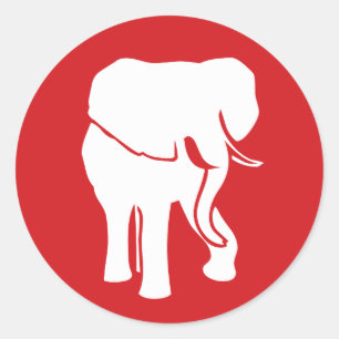 Adesivo Redondo Logotipo de elefante branco-esbranquiçado, escolha