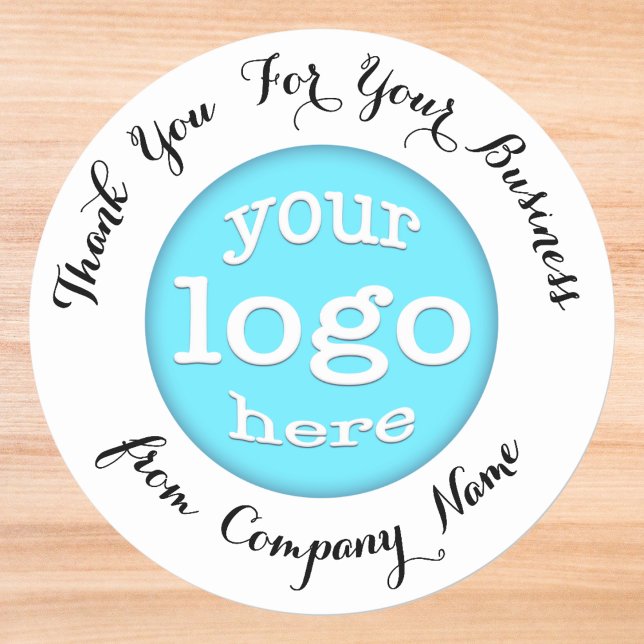 Adesivo Redondo Logotipo de Empresa Comercial Personalizado Elegan (Custom Business Company Logo Elegant Thank You Classic Round Sticker)