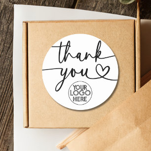 Adesivo Redondo Logotipo de empresa personalizado Obrigado Script